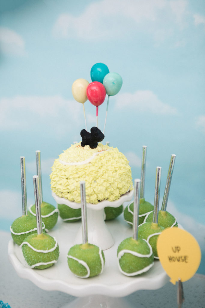 Tennis ball cake and cake pops display