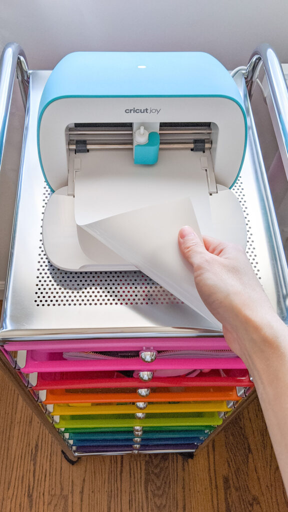 Loading the Cricut Joy with Smart Iron-On shiny side down