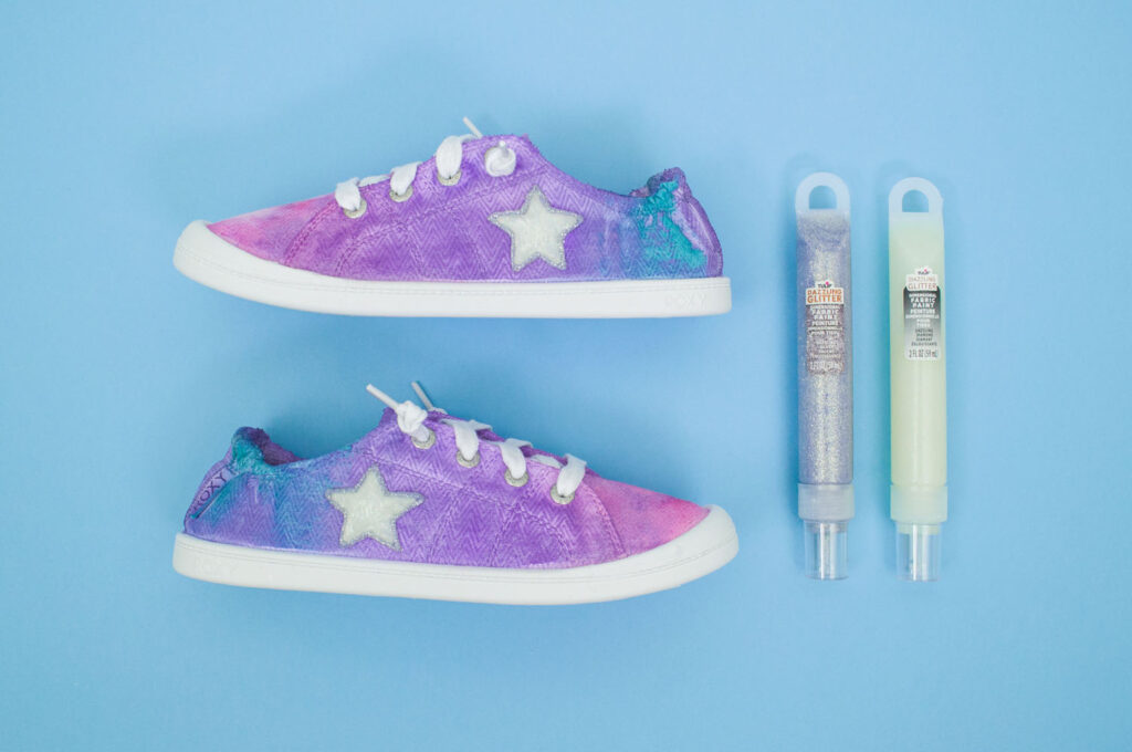 Tulip dimensional glitter fabric paint with ice dyed shoes