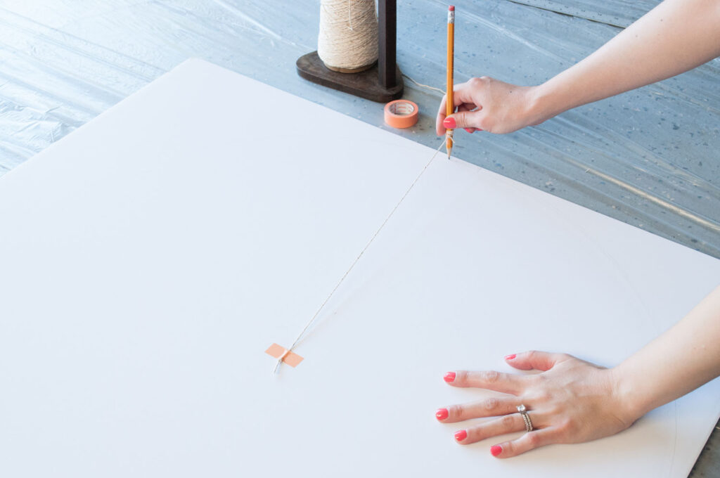 Drawing circle shape on foam board for color wheel costume