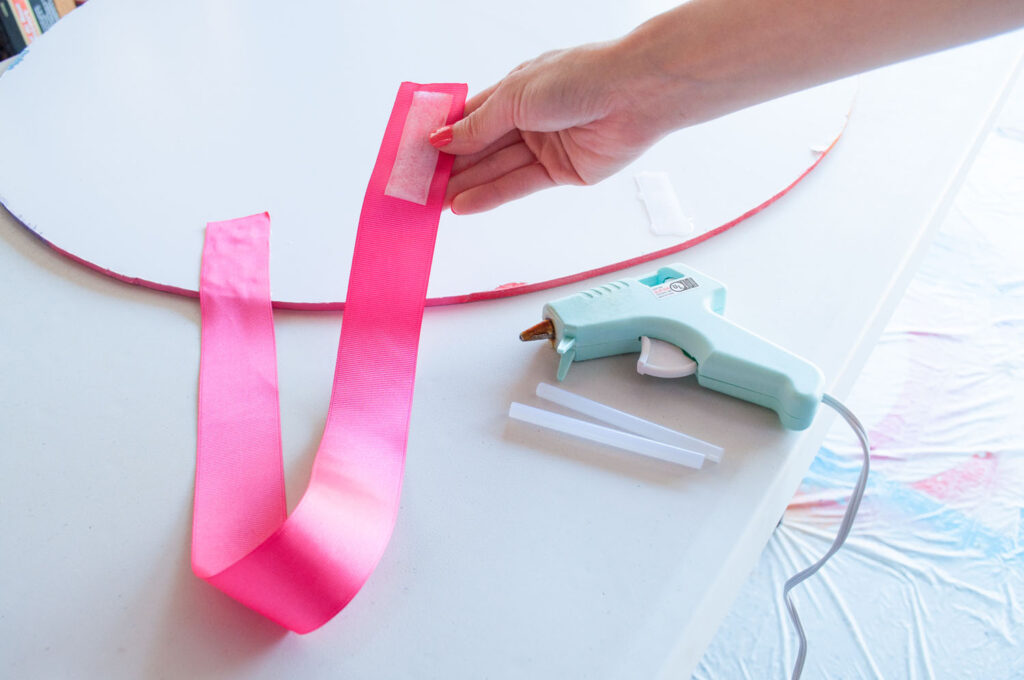 Attaching ribbon loops to color wheel costume
