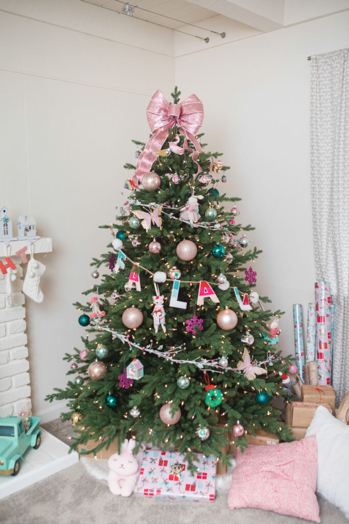 Christmas Tree Straw Topper- Pink