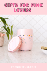Pin for Pinterest: Gifts for Pink Lovers. Features photo of W&P pink terrazzo mug.